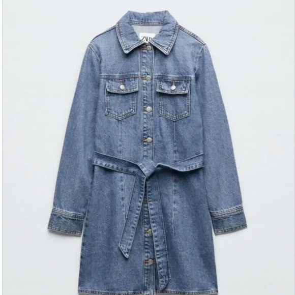 Zara Denim Long Sleeve Dress - Picture 14 of 16